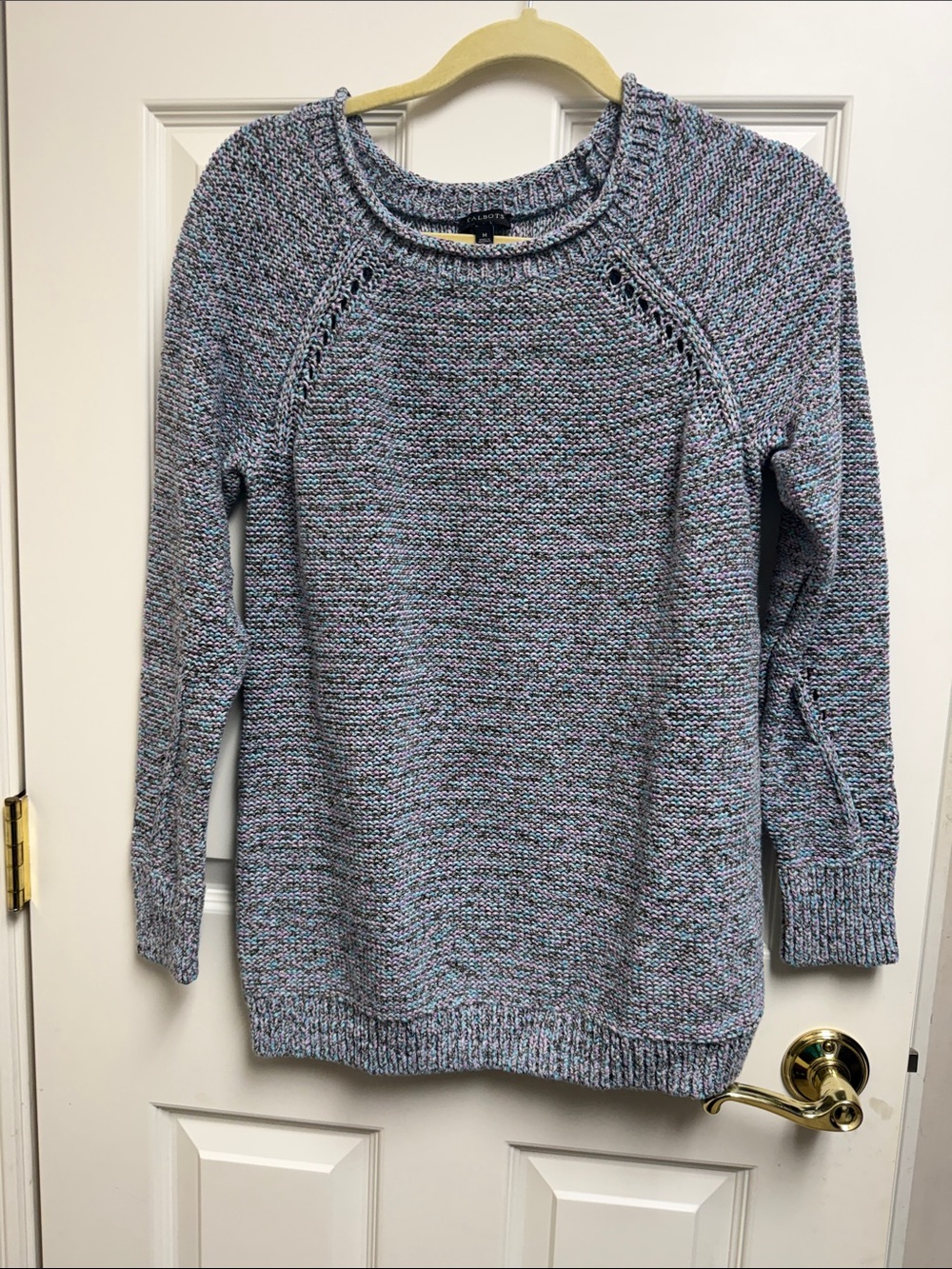 Talbots Blue Marled Crewneck Sweater with Multi-Color Flecks